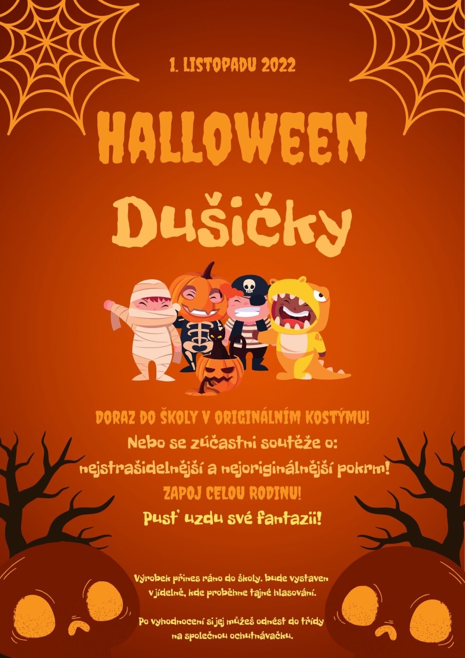 1. listopadu přijďte do školy v halloweenském kostýmu!