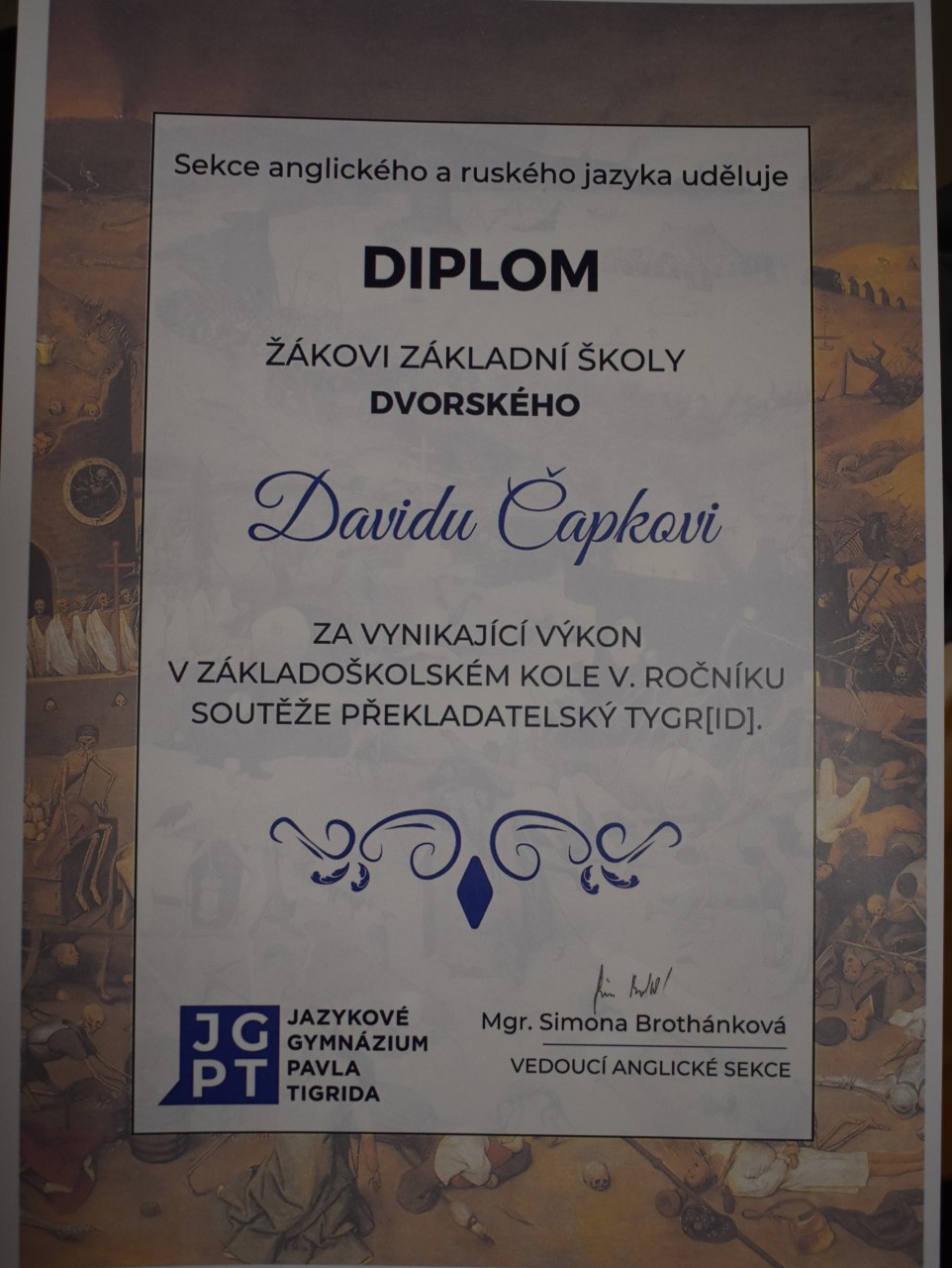 Angličtina u nás jede! Svědčí o tom další vítězství v soutěži
