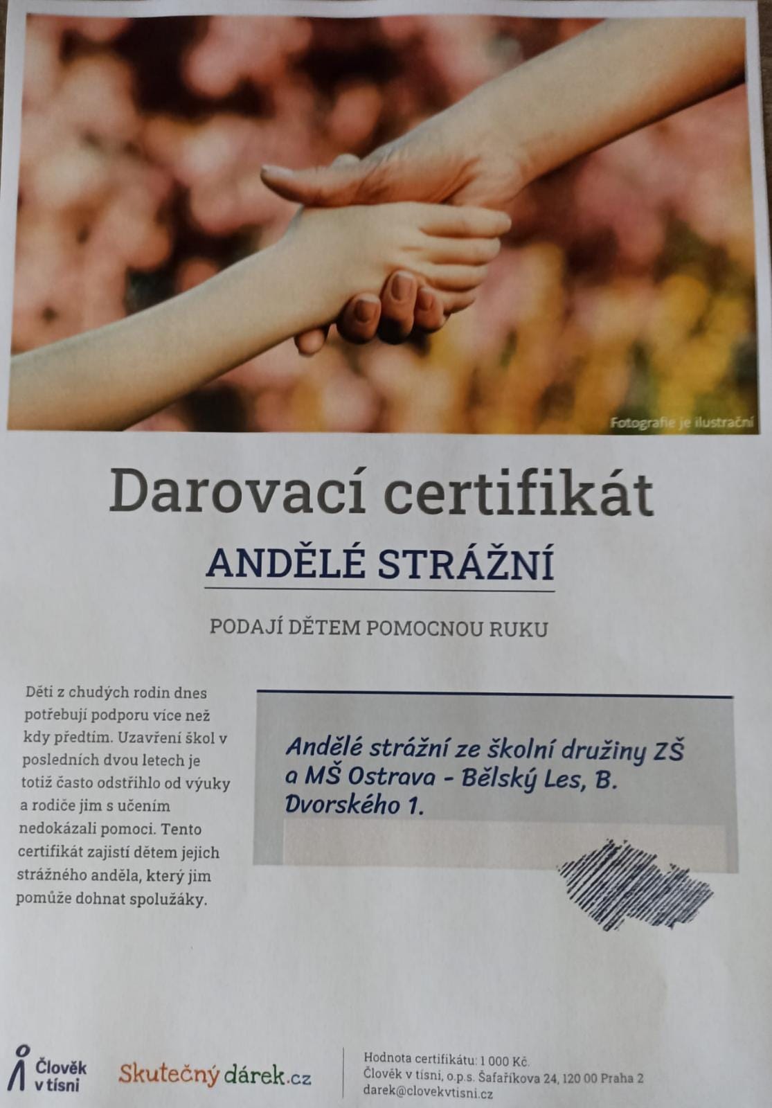 Andělé strážní z družiny obdarovali potřebné děti