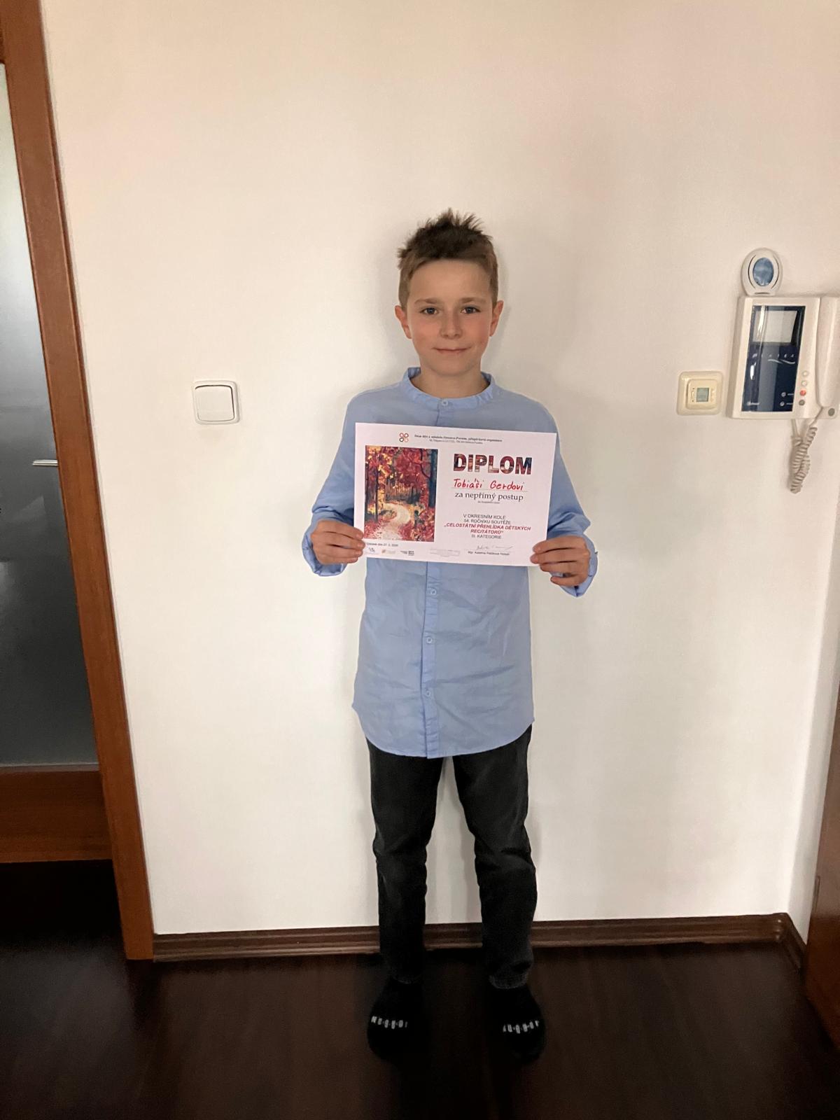 Máme 3. místo z okresního kola recitační soutěže!