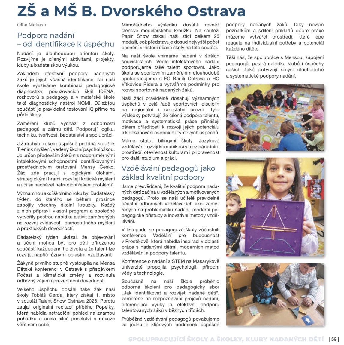 O naší škole se píše ve sborníku Mensy Česko!